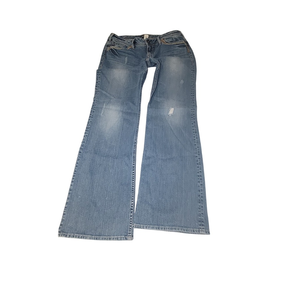 Silver Jeans Co Womens Suki‎ Mid Rise Flare Leg Blue Denim Jeans Size 34x32